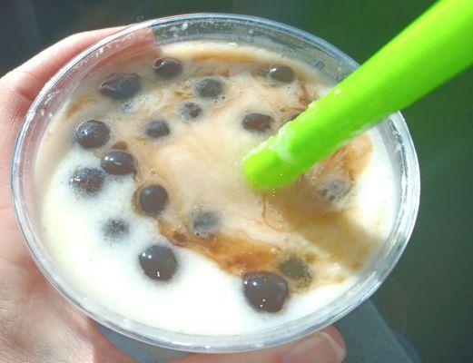 Fresh durian smoothie with boba