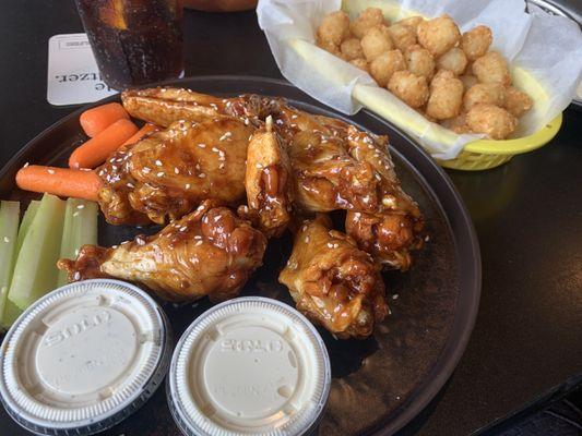 Korean BBQ wings & tots