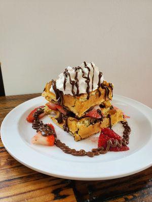 Nutella stuffed waffle