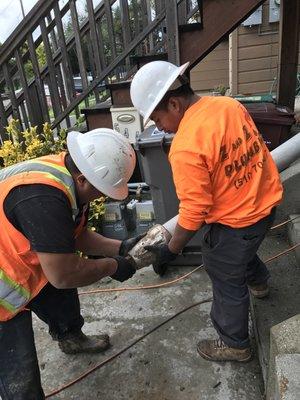 getting sewer pipe ready for sewer lateral replacement using a trench less system