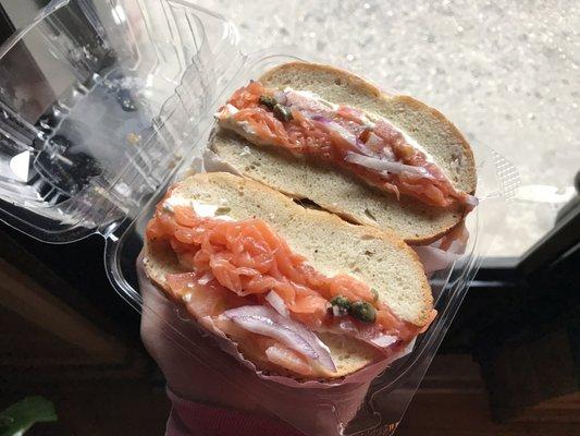 Bagel Cream Cheese and Lox Sandwich