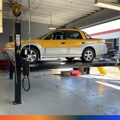 This '03 Subaru Baja Sport brightened our day too Bushings replacement, balance & tire rotation