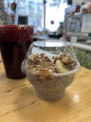 Morning Sunshine and Chia Seed Pudding Cup (granola 1 fruit & drizzle)