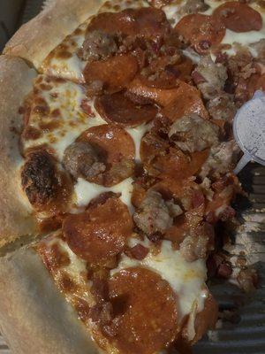 Medium pepperoni, sausage and bacon