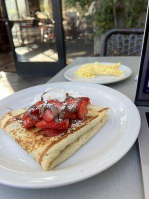 Strawberry Nutella Crepe & Egg Any Style