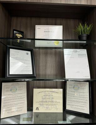 Certificates wall