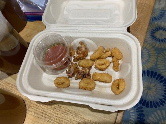 Don't think this is $10 worth of calamari.  Disappointing showing from a normally great restaurant.