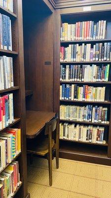 Tucked away study desks for reading or laptops