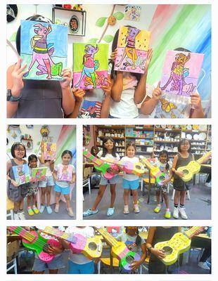 Summer Camp 2024. Campers showing off their colorful master pieces, @ We ART Fun!