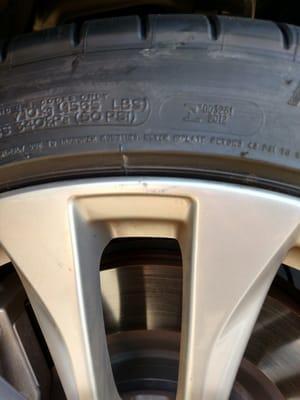 A scratch from the pry bar on my rims.