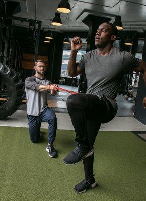 Sebastian helps to boost Jason's lateral strength and hip stability.