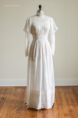 Antique Edwardian cotton and lace tea dress with new zipper