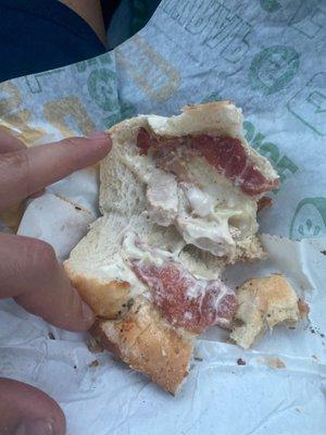 My whole sandwich looked like this. This is supposed to be a Chicken & Bacon Ranch Melt.