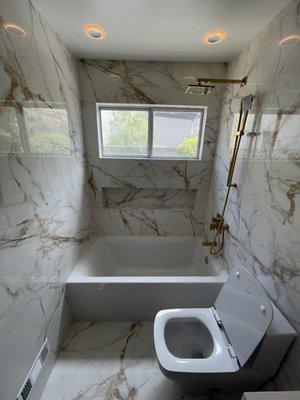 Porcelain tile shower wall