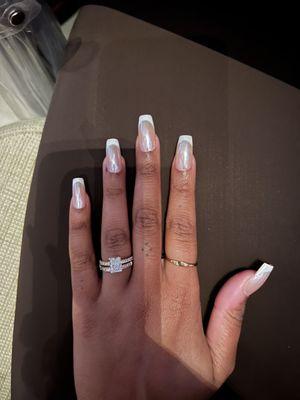 Gel X with French Tips and Chrome