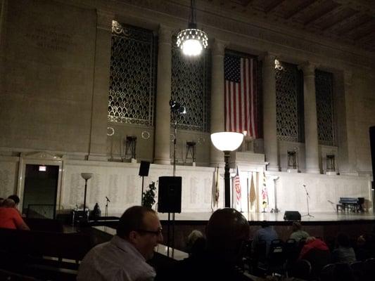 inside the War Memorial Bldg in downtown Baltimore for the mayoral stoop storytelling event