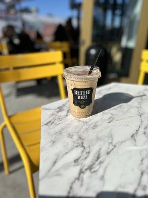 Snickerdoodle latte outdoors