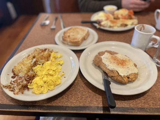 Chicken Country Fried Steak & Eggs**