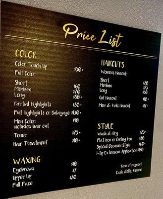 Price list