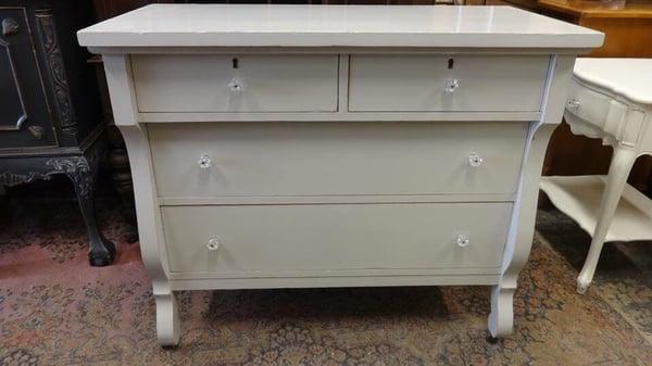 Our nursery changing table. Painted "Light French Grey" by Sherwin Williams. I'm so happy with Fred's work.