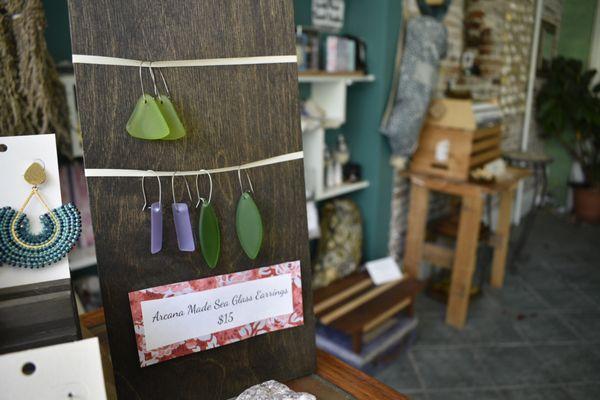 Sea Glass Earrings Made At Arcana