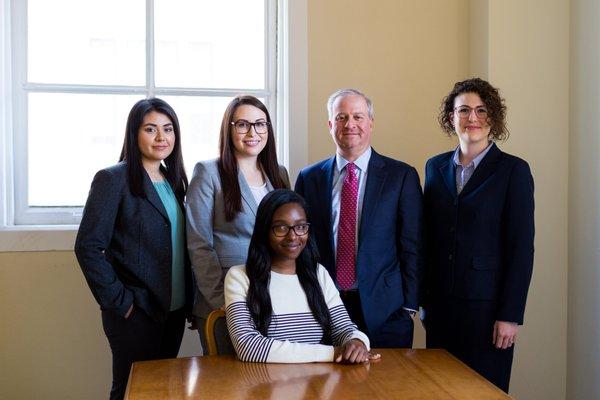 L to R: Office Manager Maria Salinas, Attorney Ashlee Cherry, Clerk Alexus Payne, Attorney Jeremy Pasternak, Attorney Deanna Maxfield.