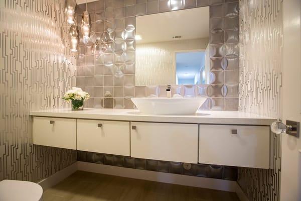 Beautiful bathroom vanites by Monica Cabinets. Design by Lockwood Interiors and photography by Louis G. Weiner Photography!