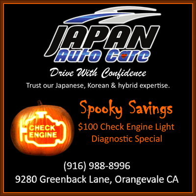 October 2023 Spooky Savings!      $100 Check Engine Light Diagnostic Special.