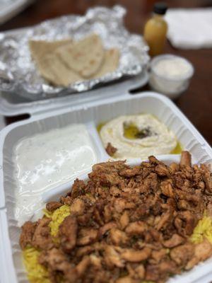 Chicken Shawarma Plate w/Tzatziki and Hummus