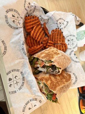 Buffalo Chicken Wrap w/ Sweet Potato Fries