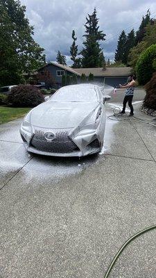 Cleaning the car due not being clean