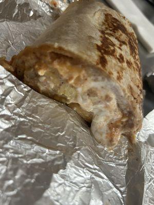 Chillequilles breakfast burrito with red sauce. Bomb.