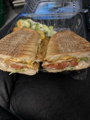 California Panini chicken cutlets lettuce tomato am cheese.  Prob is where the Chicken