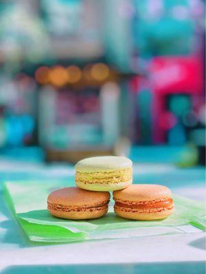 Pistachio, Salted Caramel, Coffee Macarons