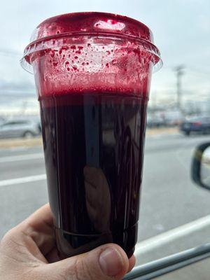 Beet juice delicious but the Shakshuka was beyond spicy to inedible