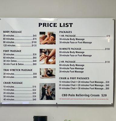 Menu of Services