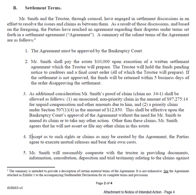 At no point was I, as creditor owed money for my labor, contacted about this decision. 219k for 10k.