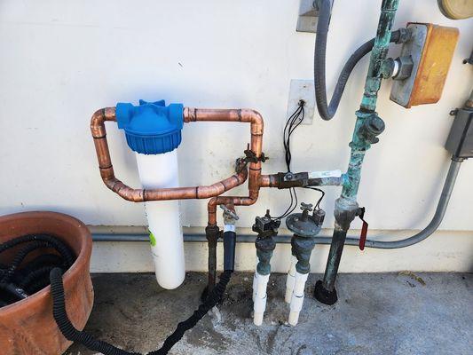 Nuvo whole house filters installed on existing mains to protect from hard water