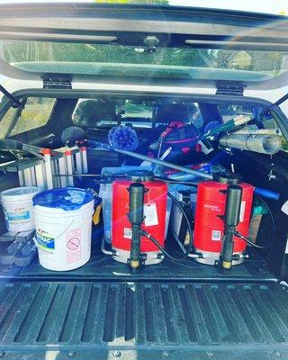 Equipment and products in the back of our technicians truck