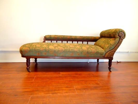 Antique Chaise restored and reupholstered (not just recovered) by Gamino Decor.