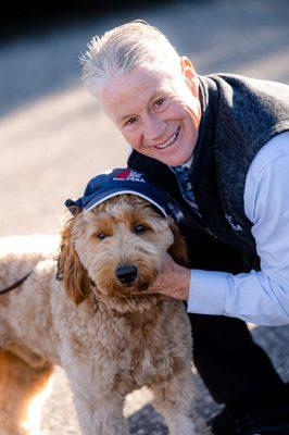 Owner Ray and his dog and DelFera mascot, Blake!