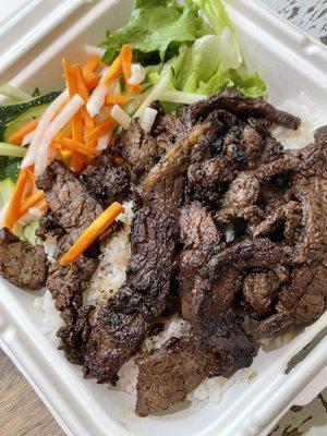 Garlic steak and rice