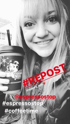 Malory tagging Espresso Stop on IG!