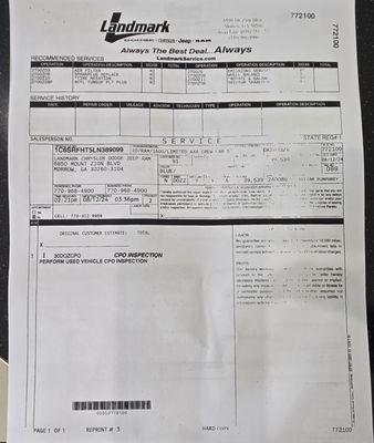 This is not certified warranty paperwork. Where's the warranty date, remaining miles and time, and coverage