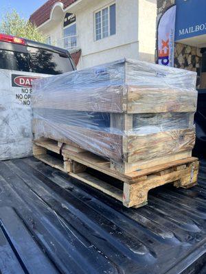 This customer had a pallet they needed to drop off so we could ship. We helped it off their car and shipped it out.