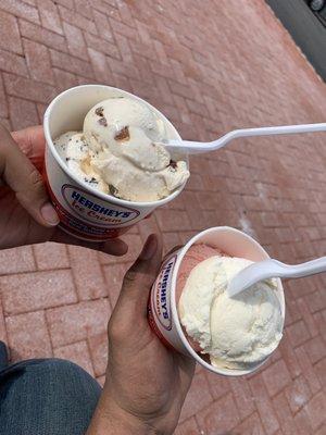 Left: rum raisin and oatmeal cookie craving Right: vanilla and strawberry fields