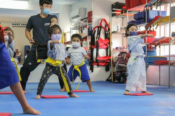 3 & 4 Years Old class punching practice