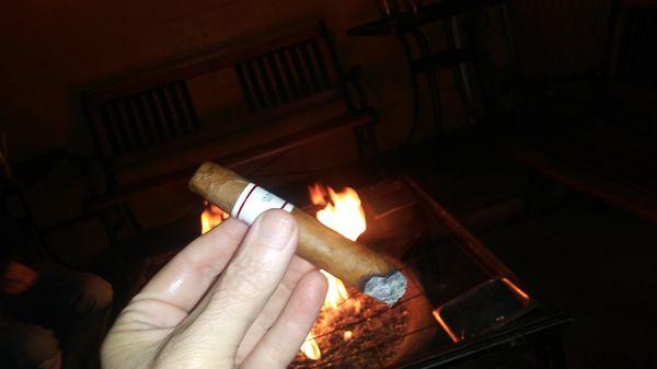 Warn fire and a good cigar/