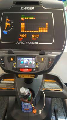 My favorite machine, burns calories and easy on the joints..Cybex Arc trainer...