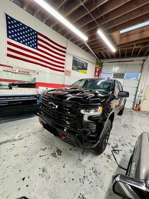 Full front end clear paint protection film